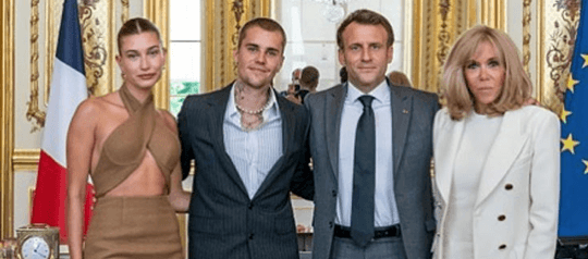 Justin y Hailey Bieber se reúnen en el Elíseo de París con el presidente Emmanuel Macron