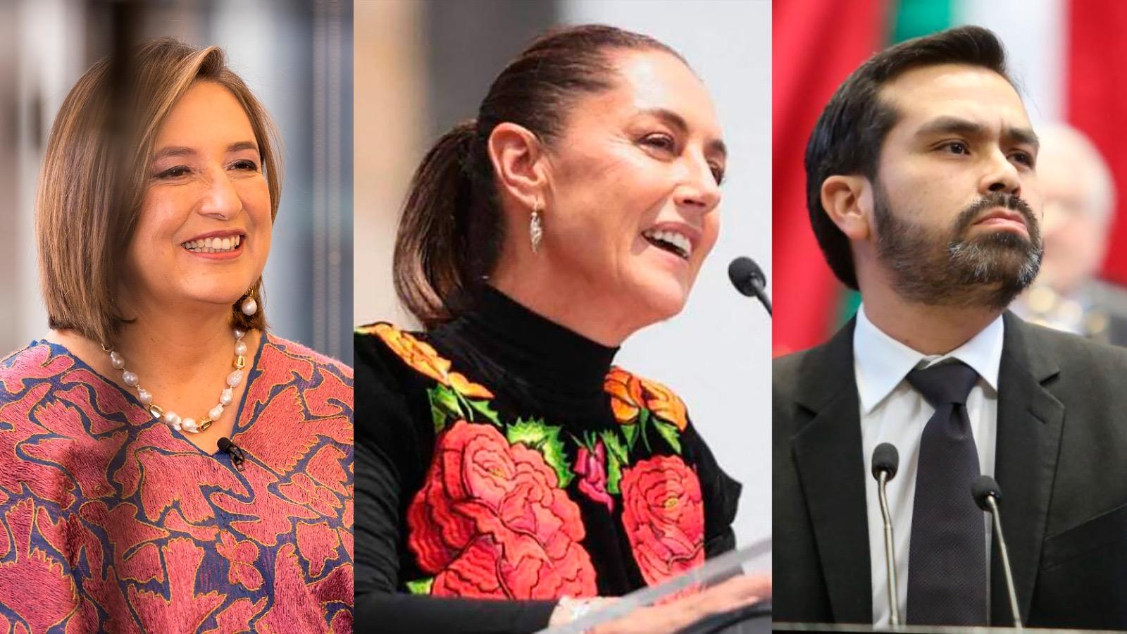 Claudia va por Reforma al Poder Judicial, Xóchitl promete apoyos para las mujeres y Álvarez Máynez por energías renovables