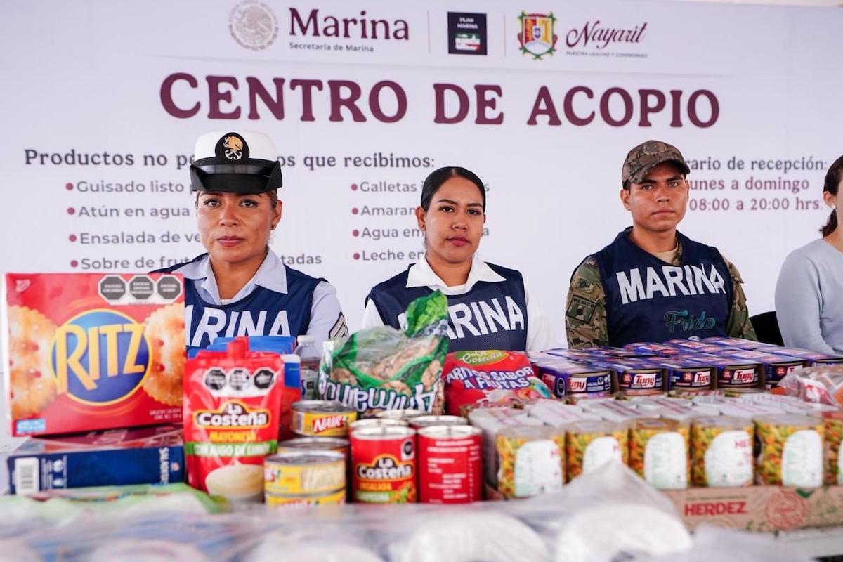 Marina activa centros de acopio en Nayarit, en apoyo a población damnificada que dejó “Erick”