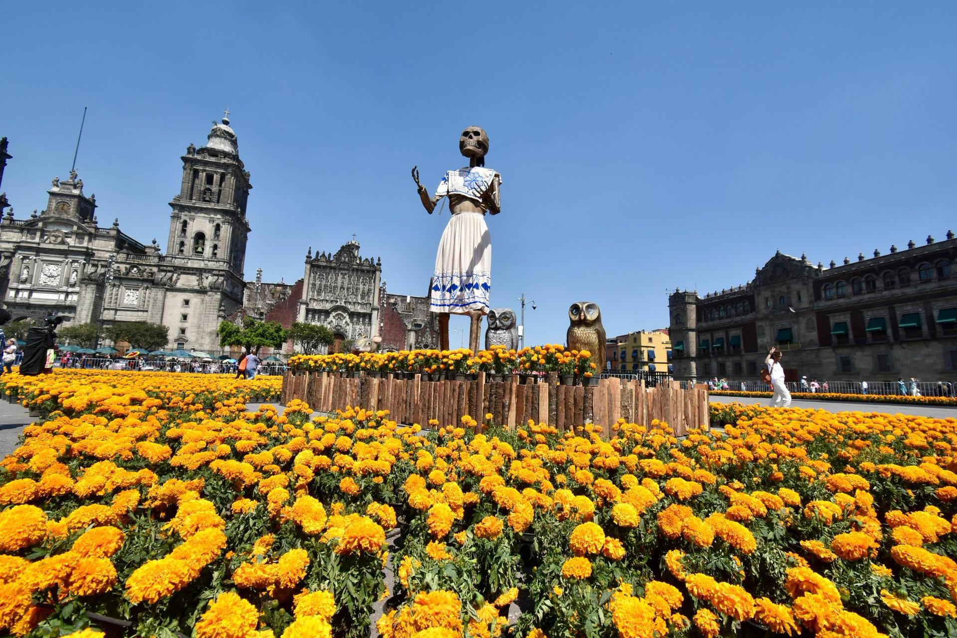 Ya está la mega ofrenda en el Zócalo de la Ciudad de México