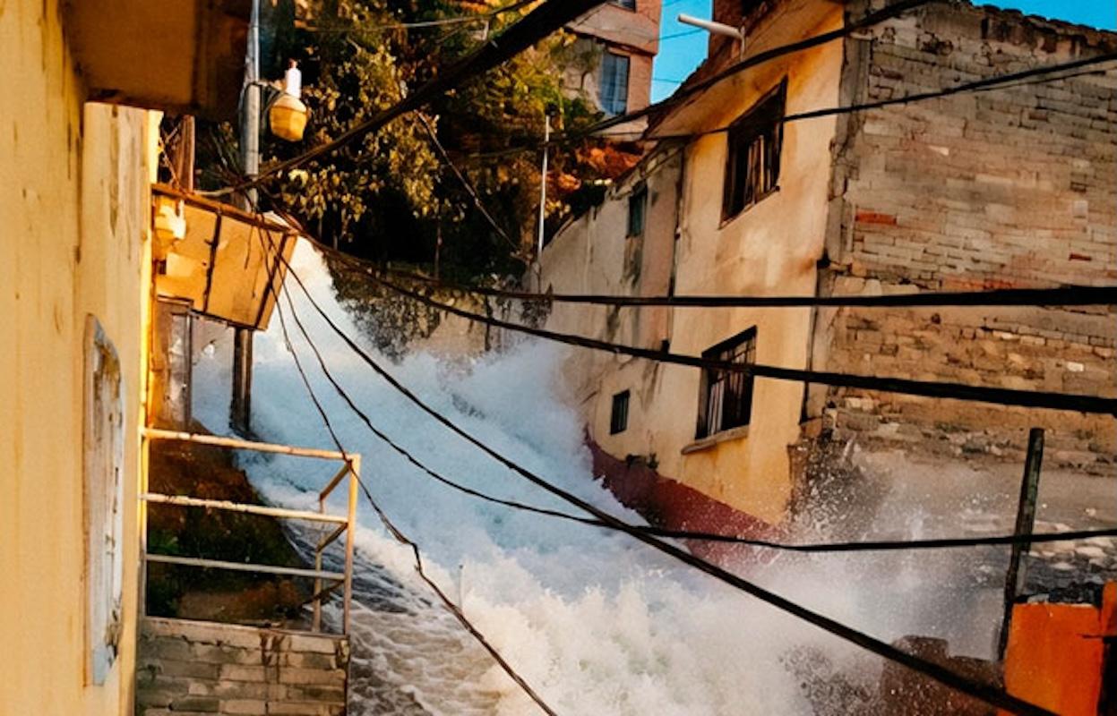 Fuga de agua en CDMX provoca mega cascada