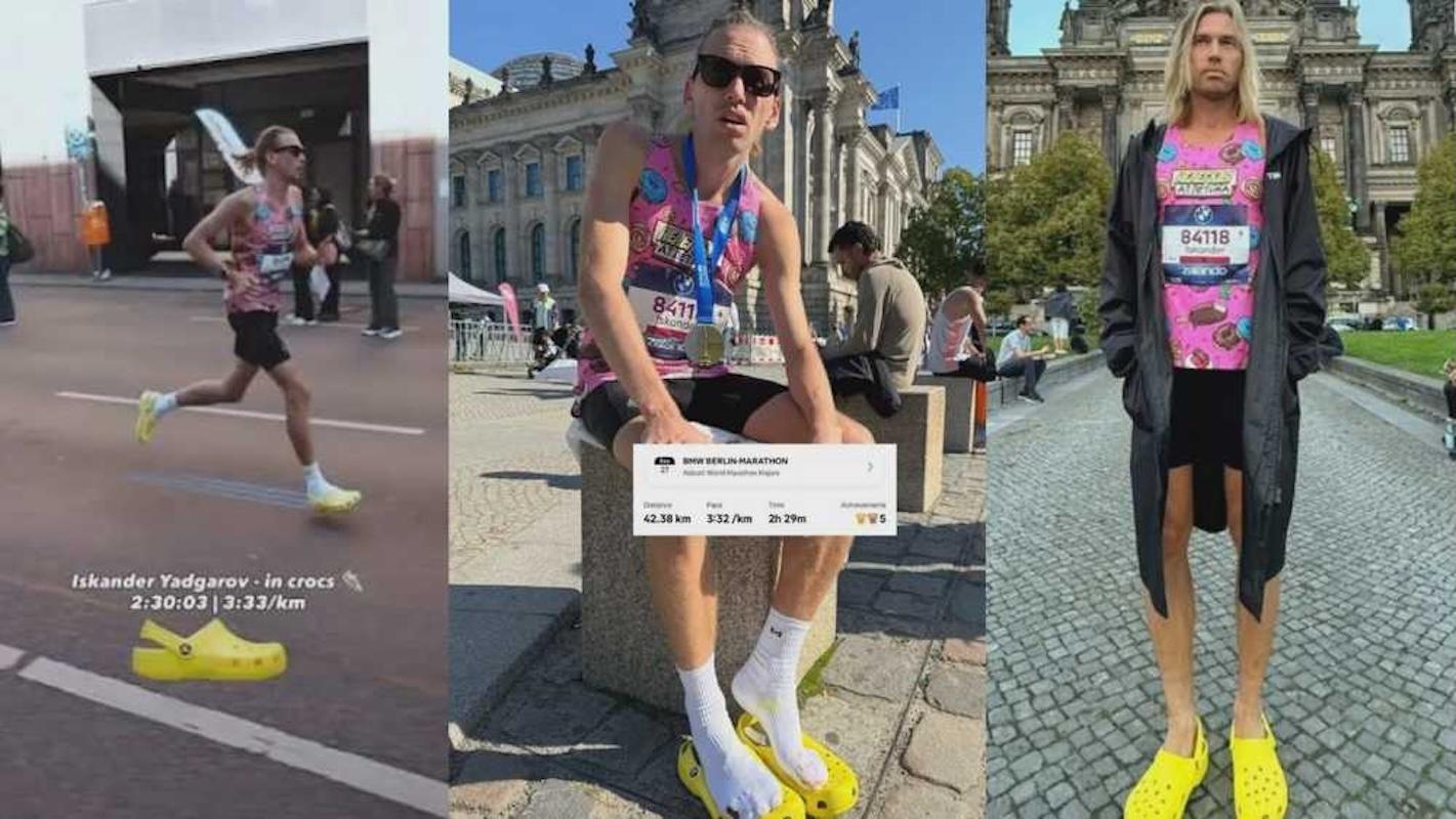 ¡Corrió el Maratón de Berlín… en CROCS!