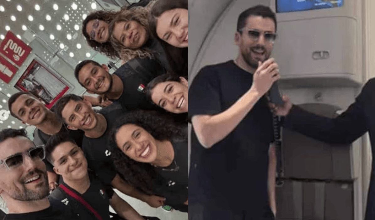 Luis Gerardo Méndez anima a atletas mexicanos en pleno vuelo a París